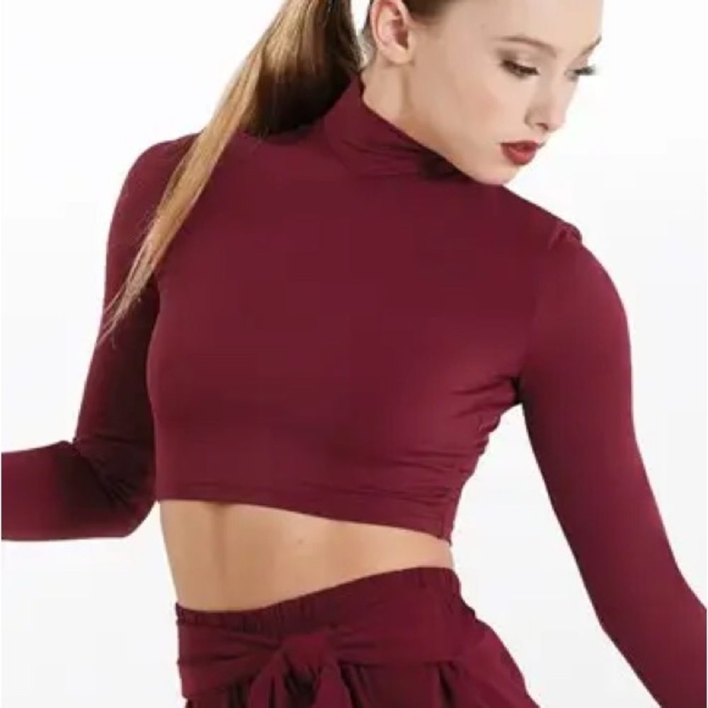 Matching Set - Balera Burgundy Long Sleeve Crop and Shorts
